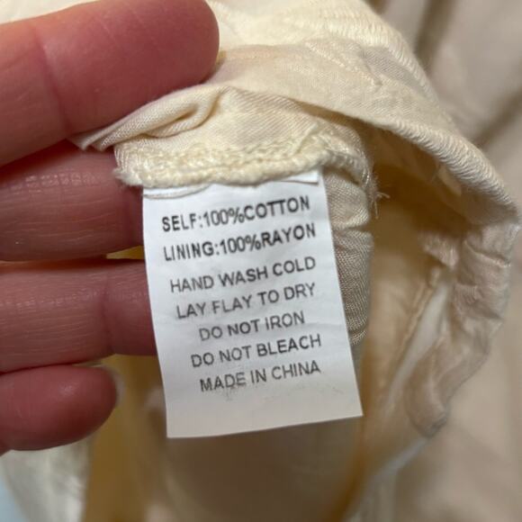 Jen’s Pirate Booty Cream Embroidered Leaf Puff Sleeve Mini Bodycon Boho Dress M - Picture 6 of 7